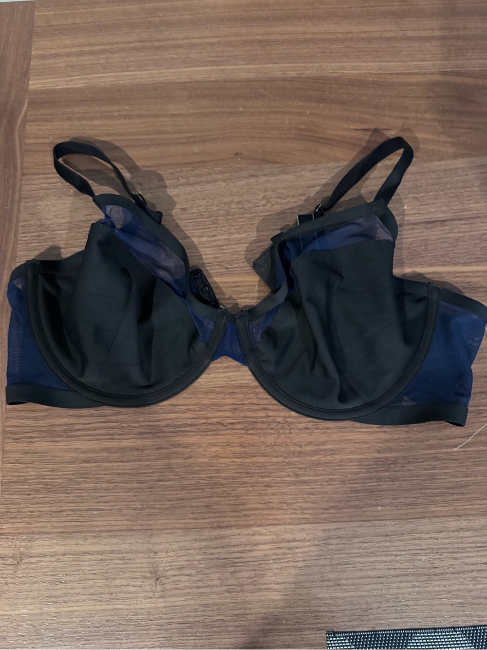 Victoria's Secret Black and Navy Sheer Underwire Bra 34ddd